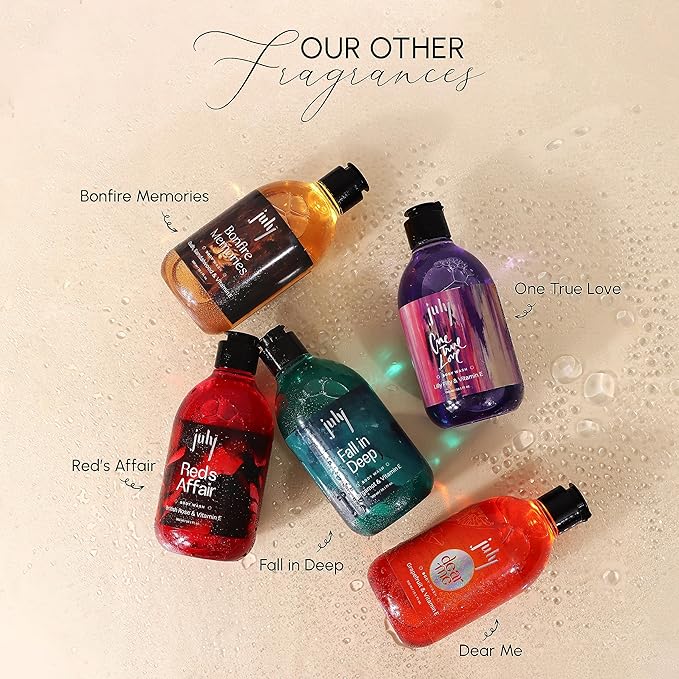 July Bonfire Memories Body Wash 300ml Oudh &amp Sandalwood Vitamin E with Moisturizer Long Lasting Fragrance Exfoliating Shower Gel Nourishing Body Wash for Women &amp Men