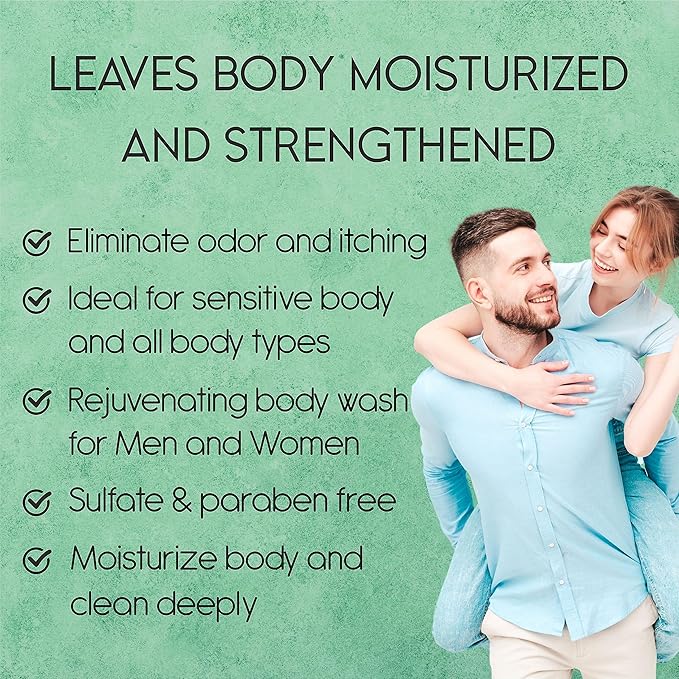 Tea Tree Body Wash with Mint &amp Shower Gel with Vitamin E for Jock Itch Eczema Ringworm Body Odor Body Wash Women &amp Men with Added Body OilsLARGE 20.2 FL Oz Bottle (Tea Tree Mint Pack of