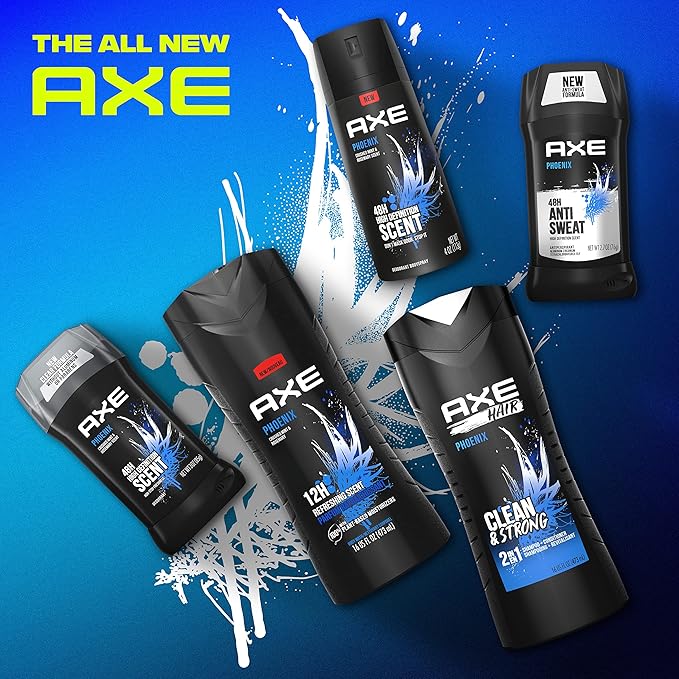 AXE Phoenix Crushed Mint &amp Rosemary Men's Body Wash 4 Count 16 oz (100% Recycled Bottle) Phoenix Men's Body Wash 4 Count 16 oz (100% Recycled Bottle)
